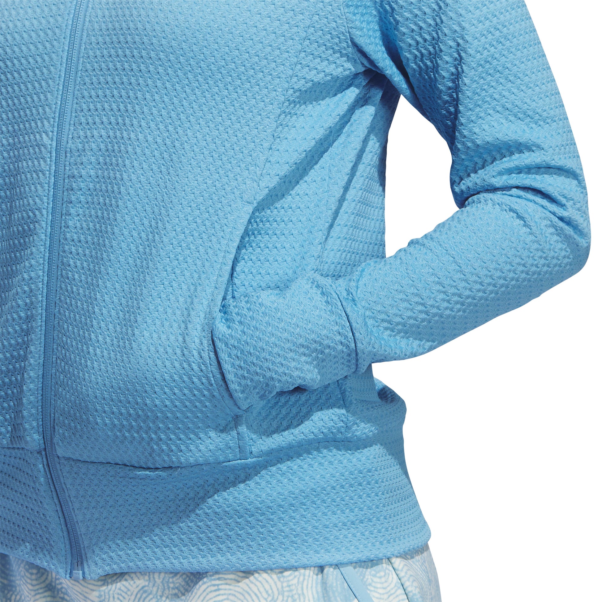 adidas Ladies Waffle-Knit Golf Jacket in Semi Blue Burst