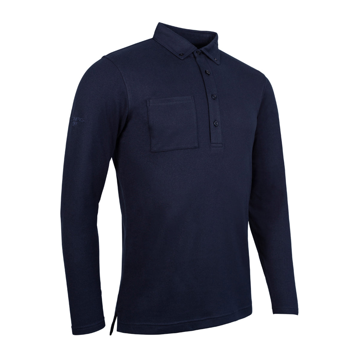 Glenmuir Mens Navy Thermal Long-Sleeve Polo