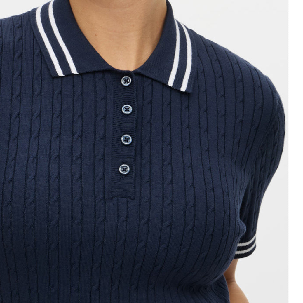 Rohnisch Ladies Knitted Navy Polo for Luxurious Cotton-Rich Comfort & Timeless Fairway Style