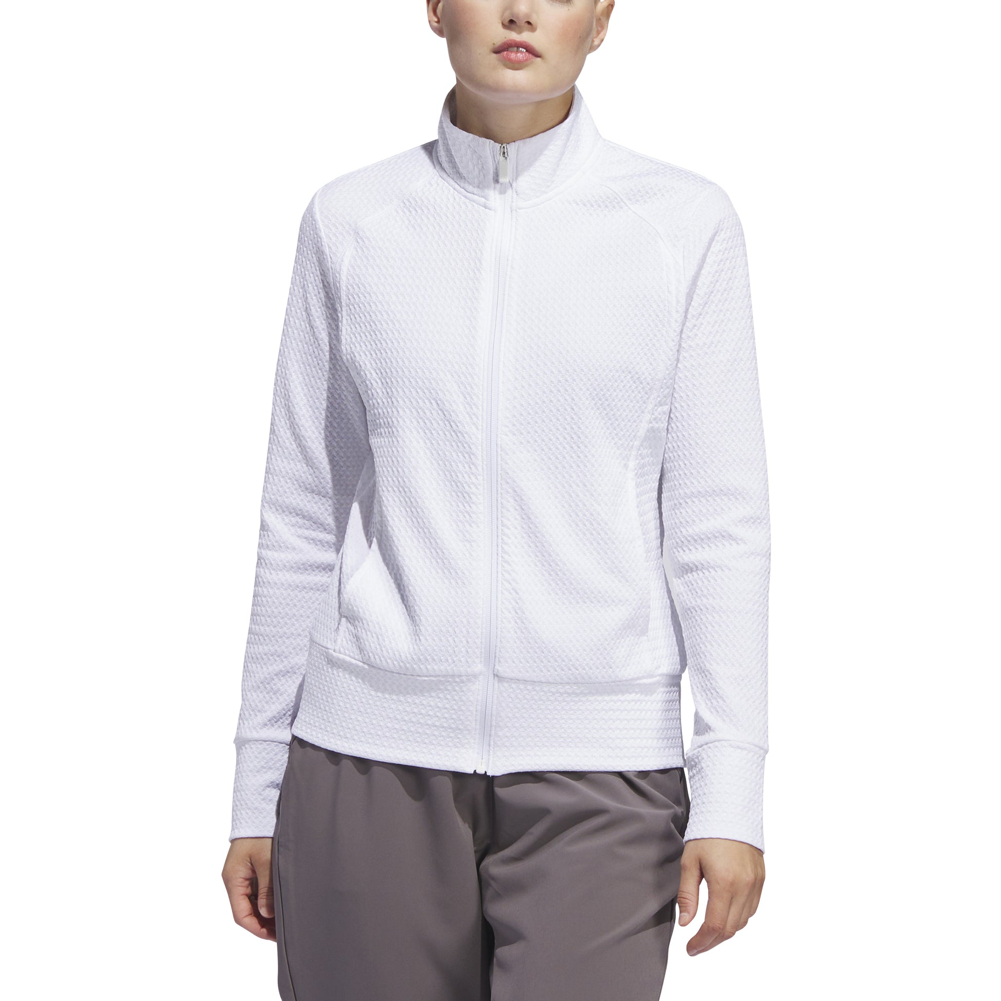 adidas Ladies Waffle-Knit Golf Jacket in White