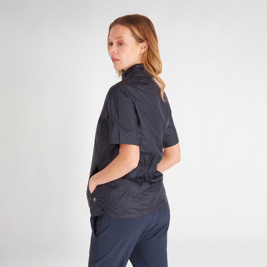 Green Lamb Women's Navy Half-Sleeve Ultra-lightweight Windbreaker