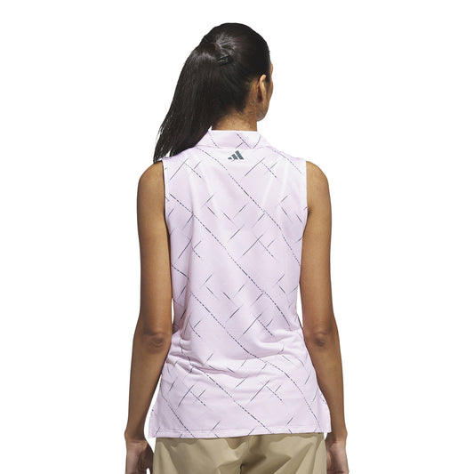 adidas Golf Ladies Linear Print Sleeveless Polo