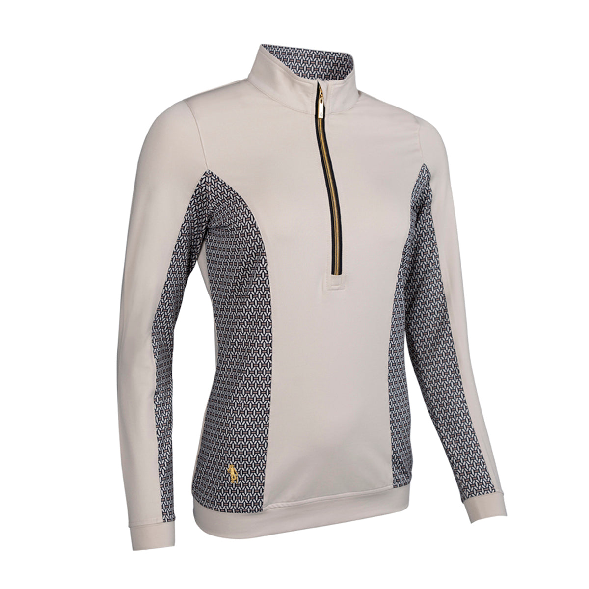 Glenmuir Ladies Lightweight Mid-Layer with Delicate Mosaic Weave Print Panels