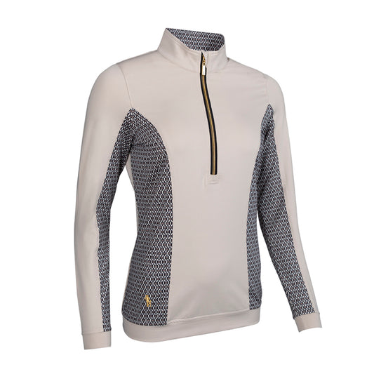Glenmuir Ladies Lightweight Mid-Layer with Delicate Mosaic Weave Print Panels