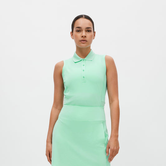 Rohnisch Ladies Sleeveless Polo with Textured Panels in Ice Green