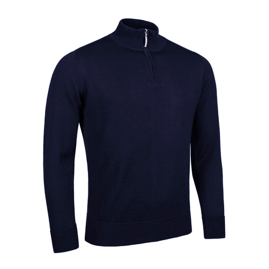 Glenmuir Mens Navy Lined Merino Blend Sweater with Water Repellent Finish