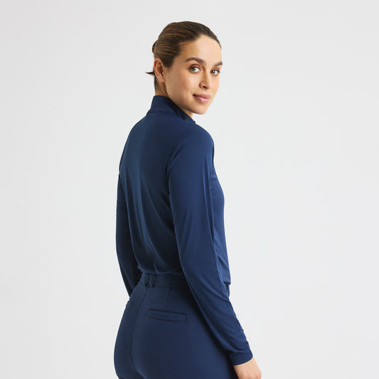 Rohnisch Ladies Lightweight Zip-Neck Top in Navy