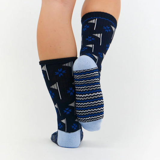 Surpizeshop Ladies Navy Crew Golf Flag Socks