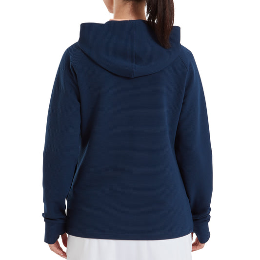 FootJoy Ladies Mid-Weight Hooded Ribbed Jacket in Navy Perfect for Golf & Casual Wear
