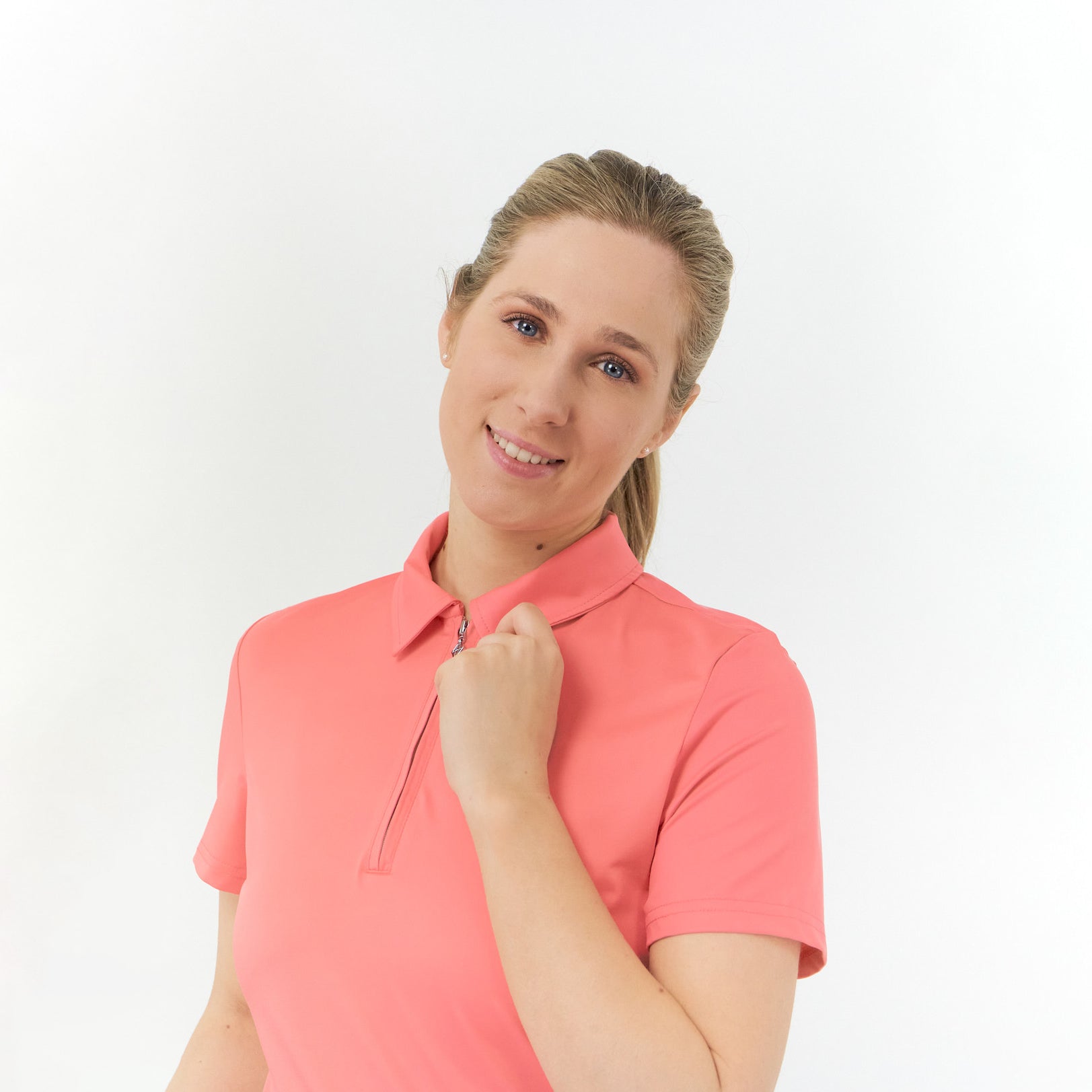 Pure Golf Ladies Cap Sleeve Polo in Coral