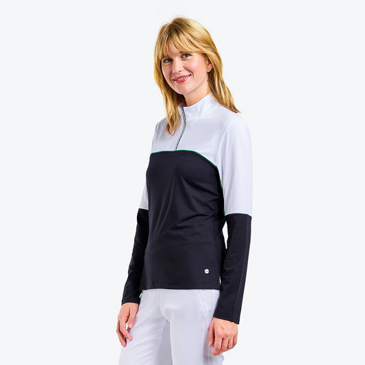 Nivo Ladies Half Zip Long Sleeve Colour Block Top - Last One Medium Only Left