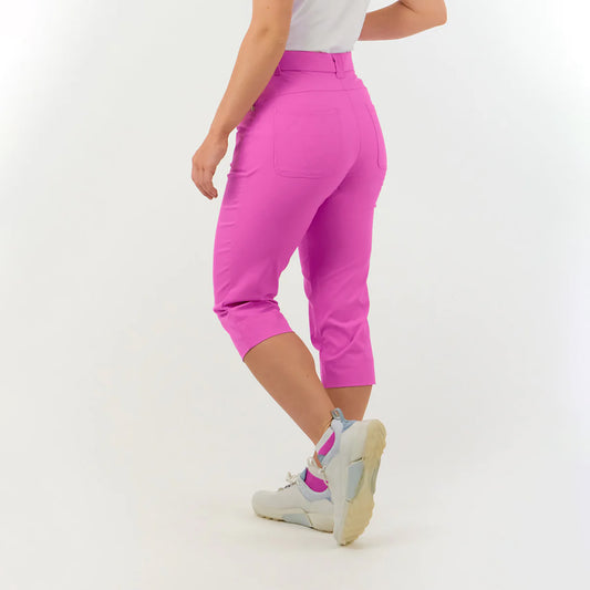Pure Golf Ladies Stretch Capri in Azalea Pink