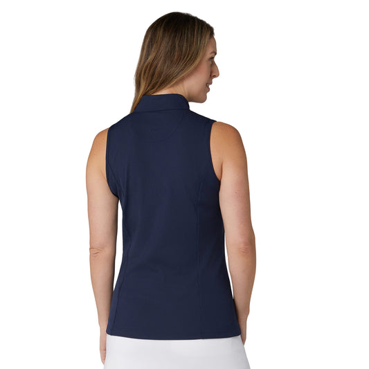 Callaway Ladies Sleeveless Polo with Modern Zip-Neck and Flattering Ribbed Design