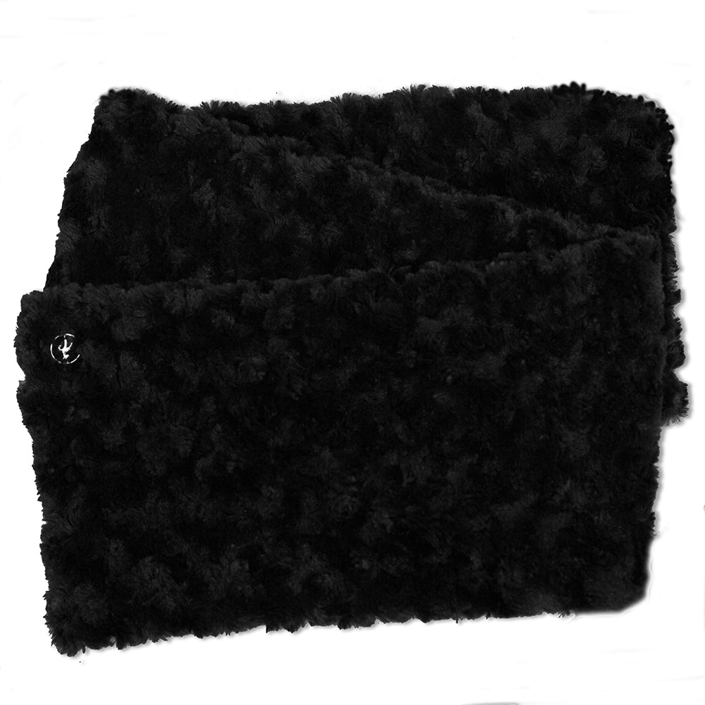 Green Lamb Fun Faux-Fur Scarf in Black