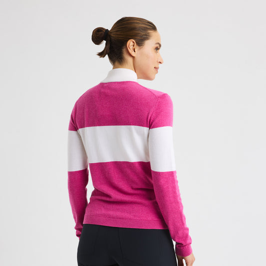 Rohnisch Ladies Colourblock Knitted Zip-Neck Sweater