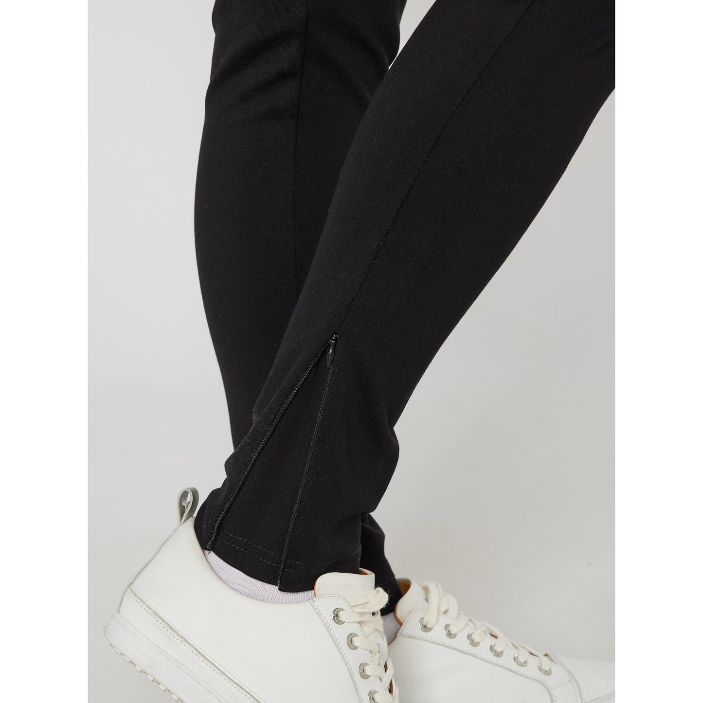 Swing Out Sister Ladies Pull-On Trousers with Ankle Zip in Black