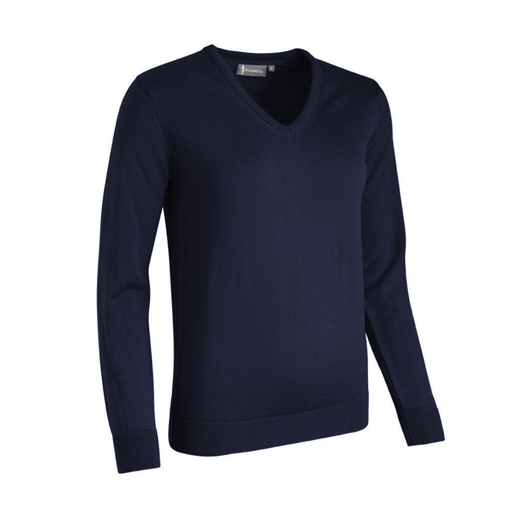 Glenmuir Ladies 100% Extra Fine Merino V-Neck Sweater in Navy