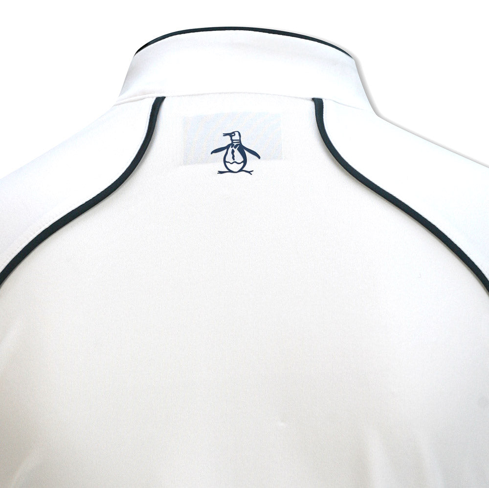 Original Penguin Ladies Long Sleeve Mesh Panel Zip Top in Bright White