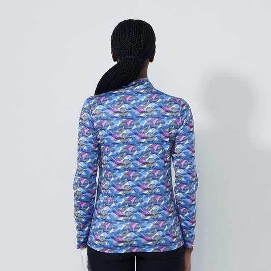 Daily Sports Ladies Brushed Back Top with Abstract Wave Print