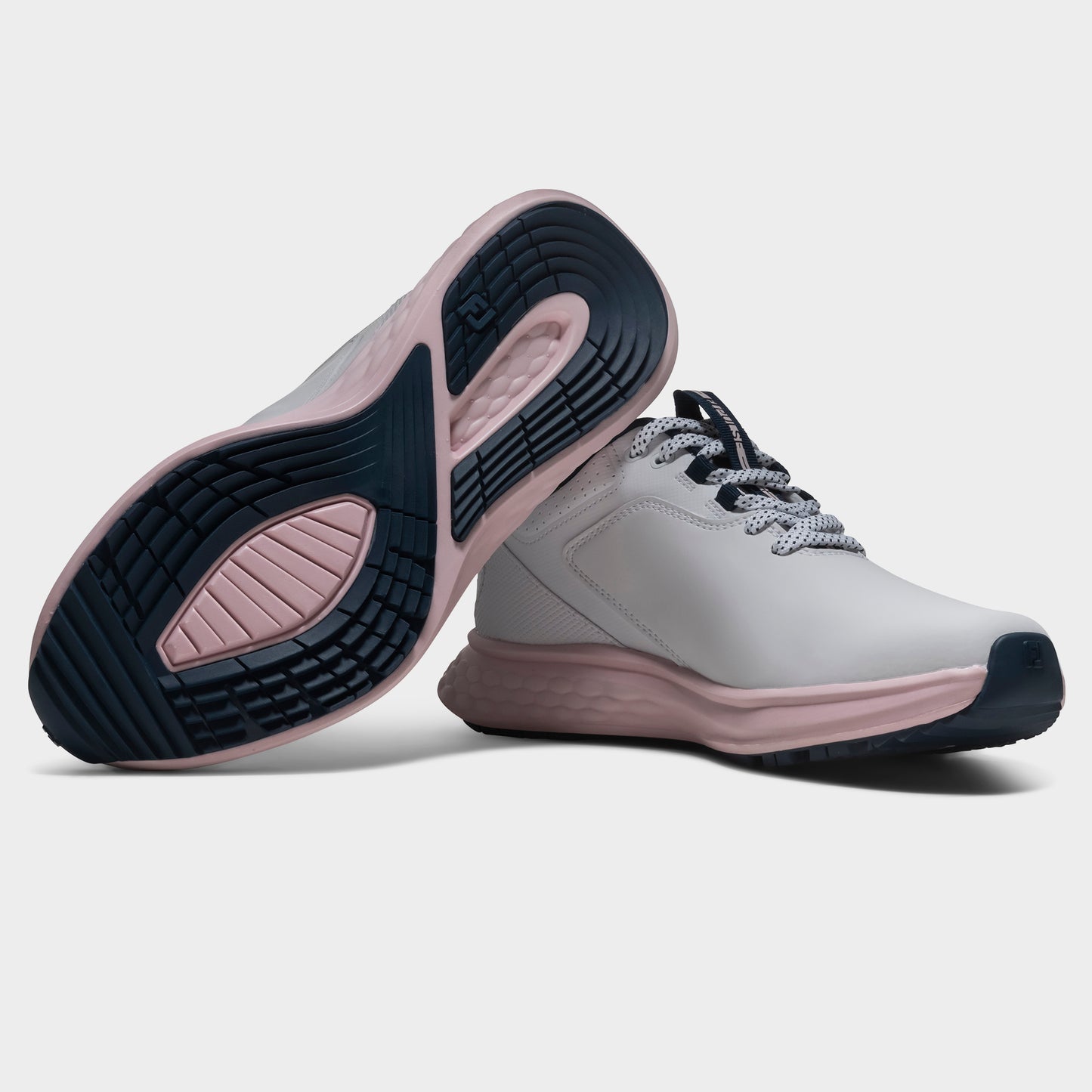 FootJoy Women's Wide Fit Waterproof Pulse Golf Shoes in White, Navy & Pink