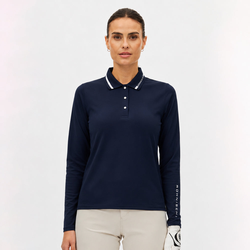 Rohnisch Ladies Navy Fine Brushed Back Top Where Sophisticated Style Meets Cosy Golf Comfort
