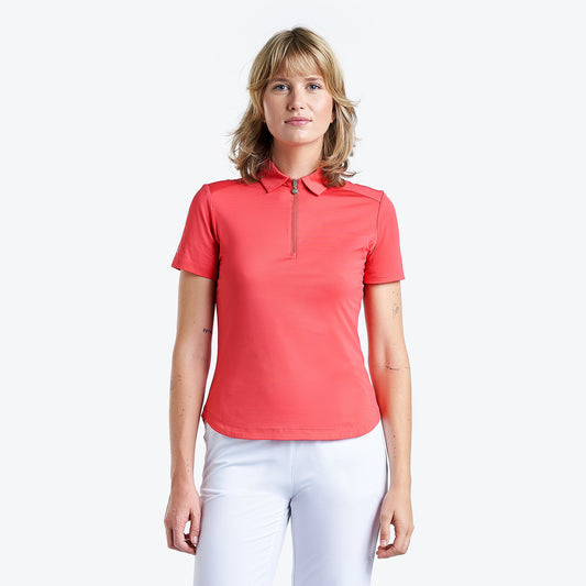 Nivo Ladies Short Sleeve Polo with UPF50 in Papaya Red