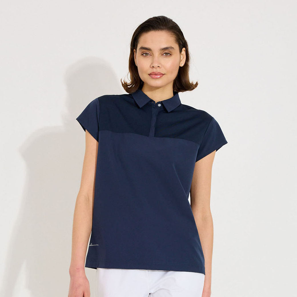 Abacus Ladies DryCool Loose Fit Cap Sleeve Polo in Navy