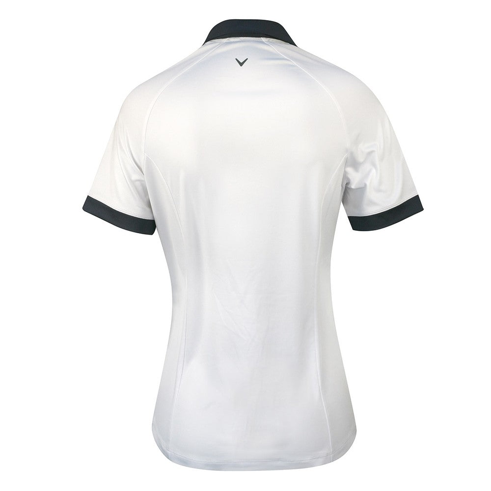 Callaway Ladies Short Sleeve Colour Block Polo Shirt in White & Navy