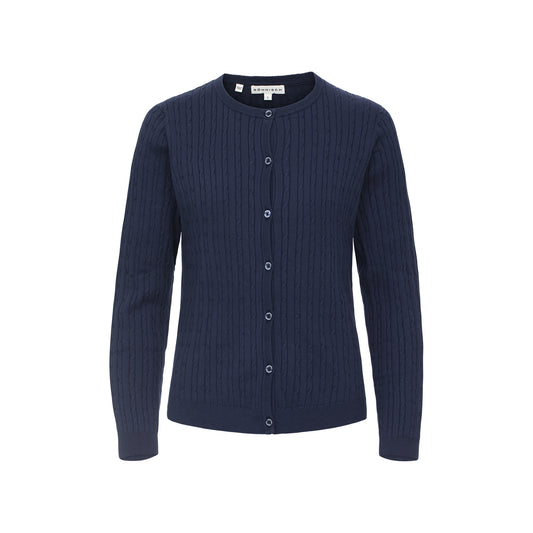 Rohnisch Ladies Navy Cable Knit Cardigan - Elegant Layering for the Course & Beyond