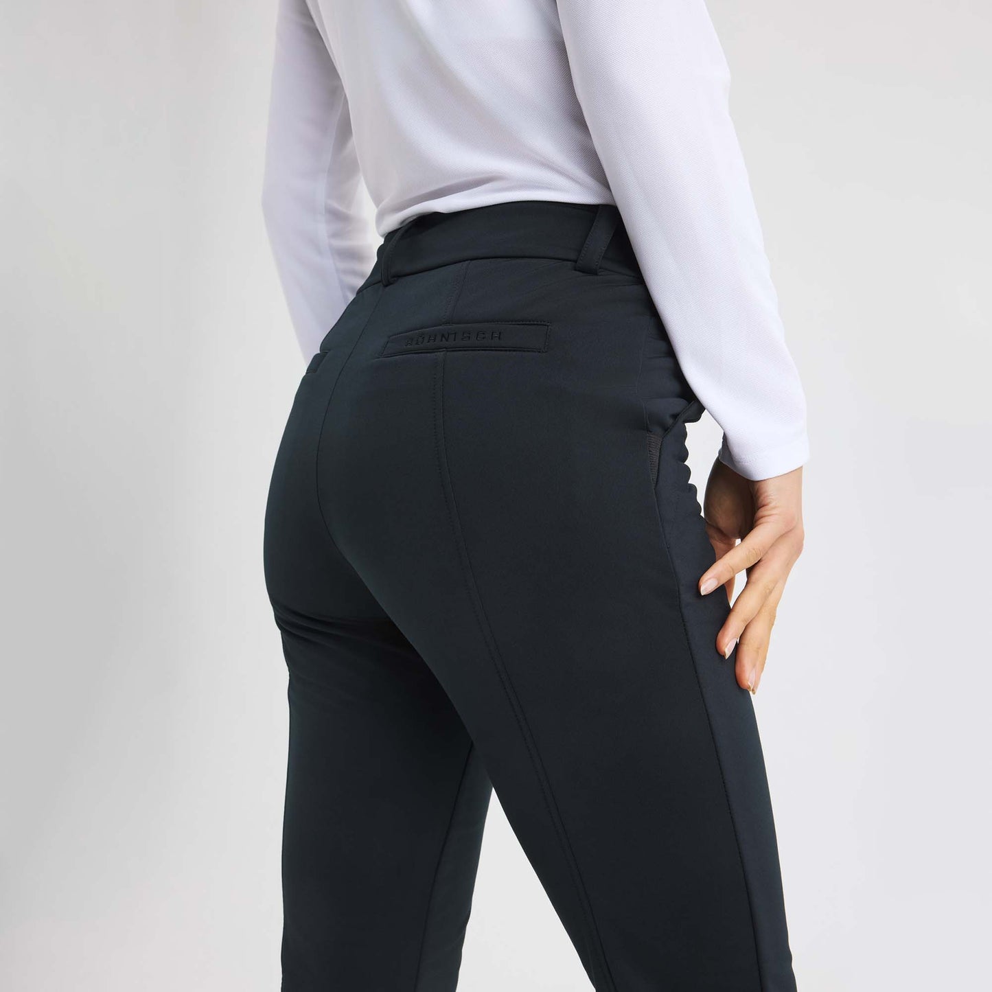 Rohnisch Ladies Thermal Pull-On Golf Trousers with Pintuck Seams in Black