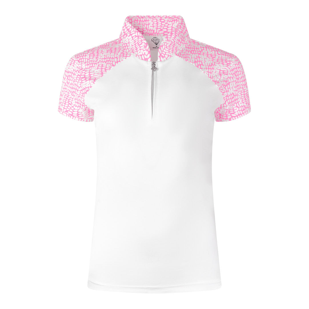 Pure Golf Candy Pebble Print Cap Sleeve Zip Neck Top