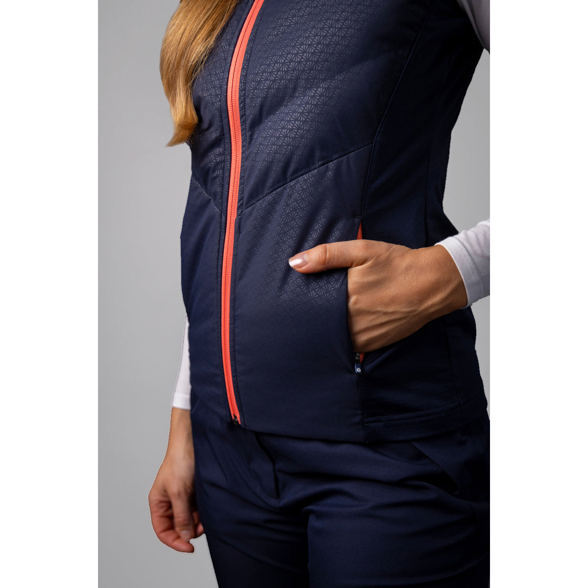 Sunderland Ladies Lightweight Padded Gilet in Navy Shell Print