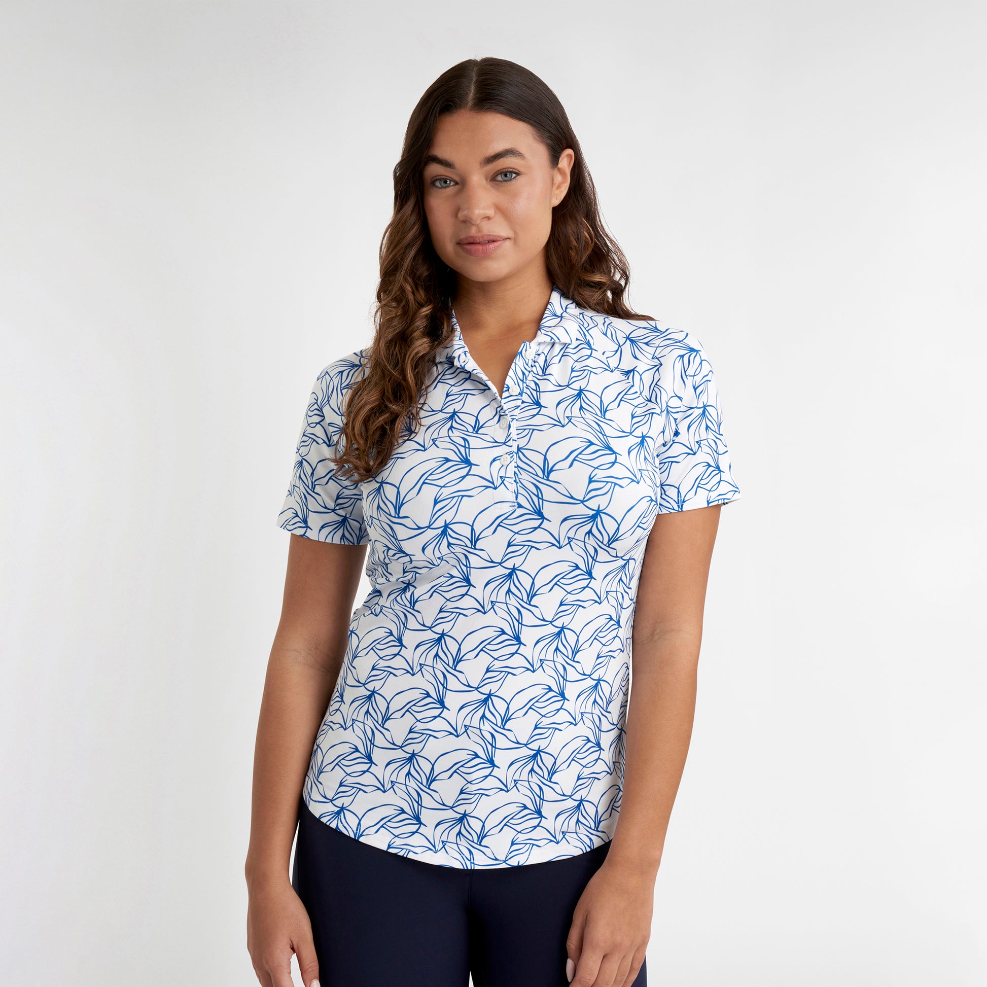 Green Lamb Ladies Floral Print Short Sleeve Polo