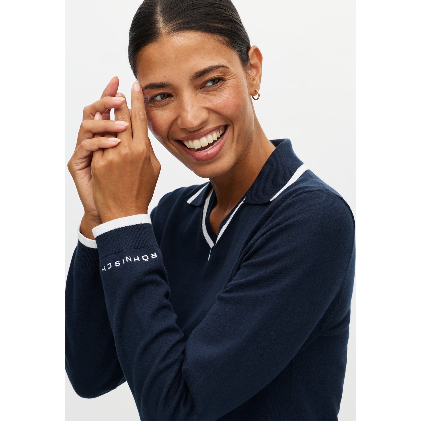Rohnisch Ladies Navy Cotton-Rich Sweater for Relaxed Elegance On and Off the Course