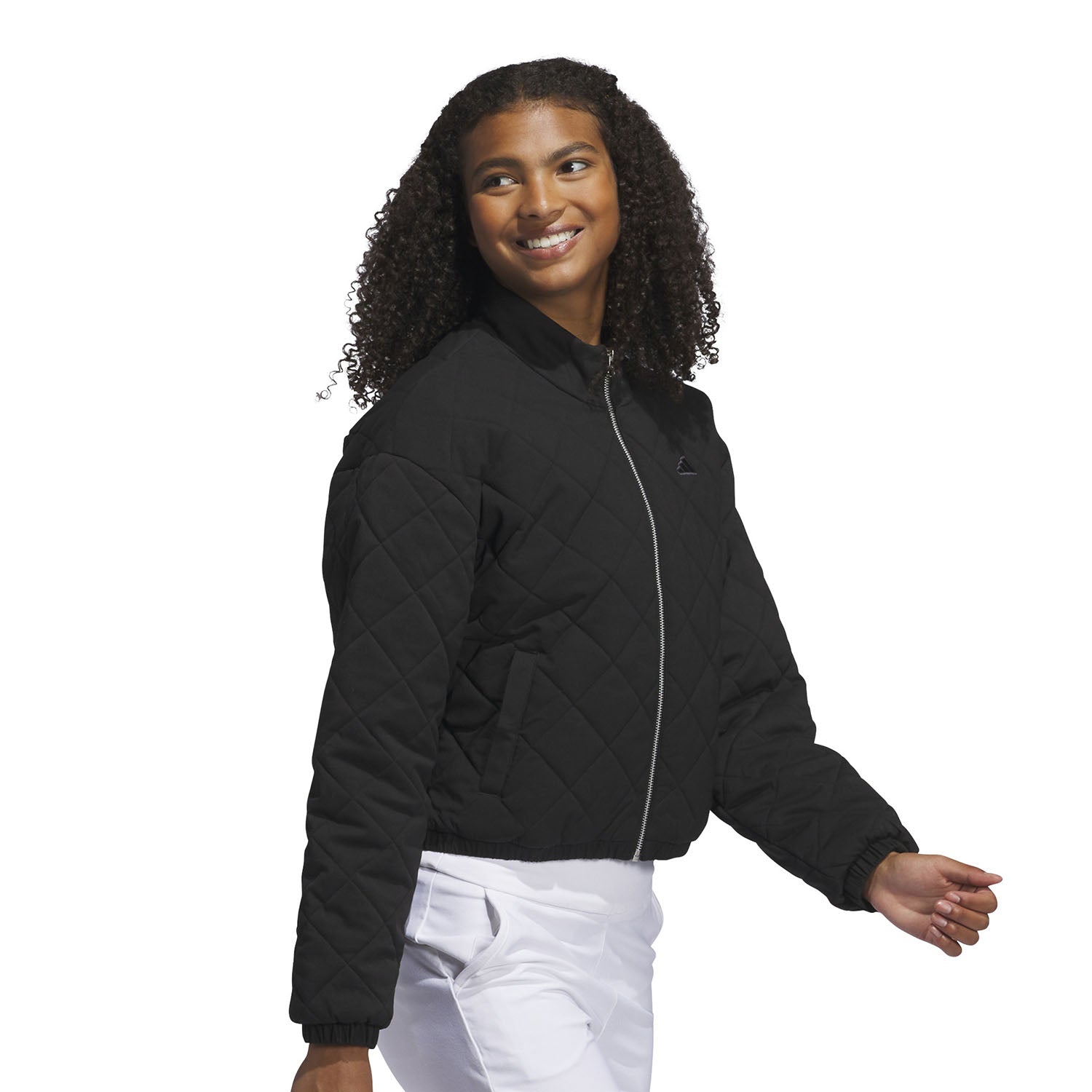 adidas Golf Ladies Black Quilted Bomber Jacket