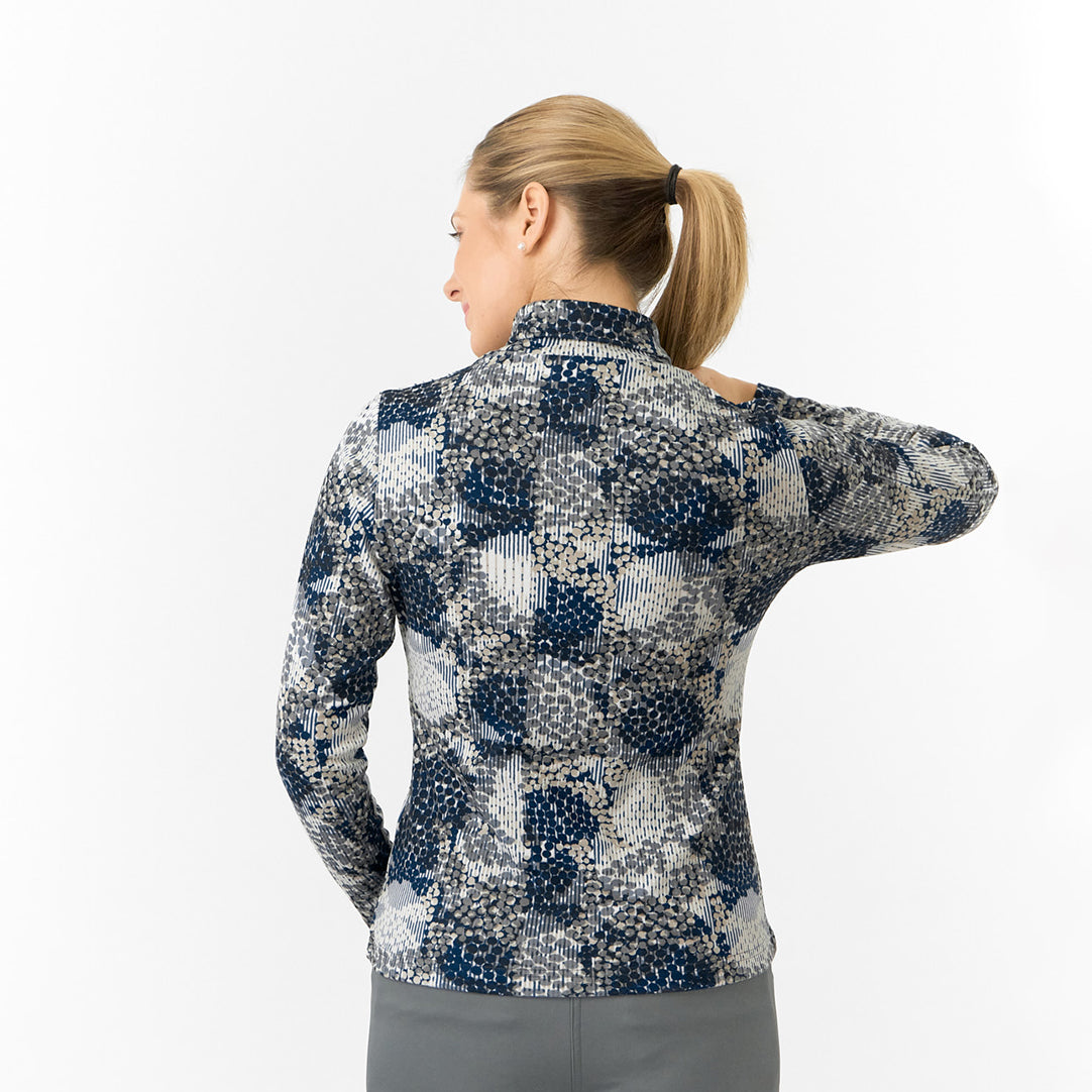 Pure Golf Ladies Brushed-Backed Roll Neck in Dot Print