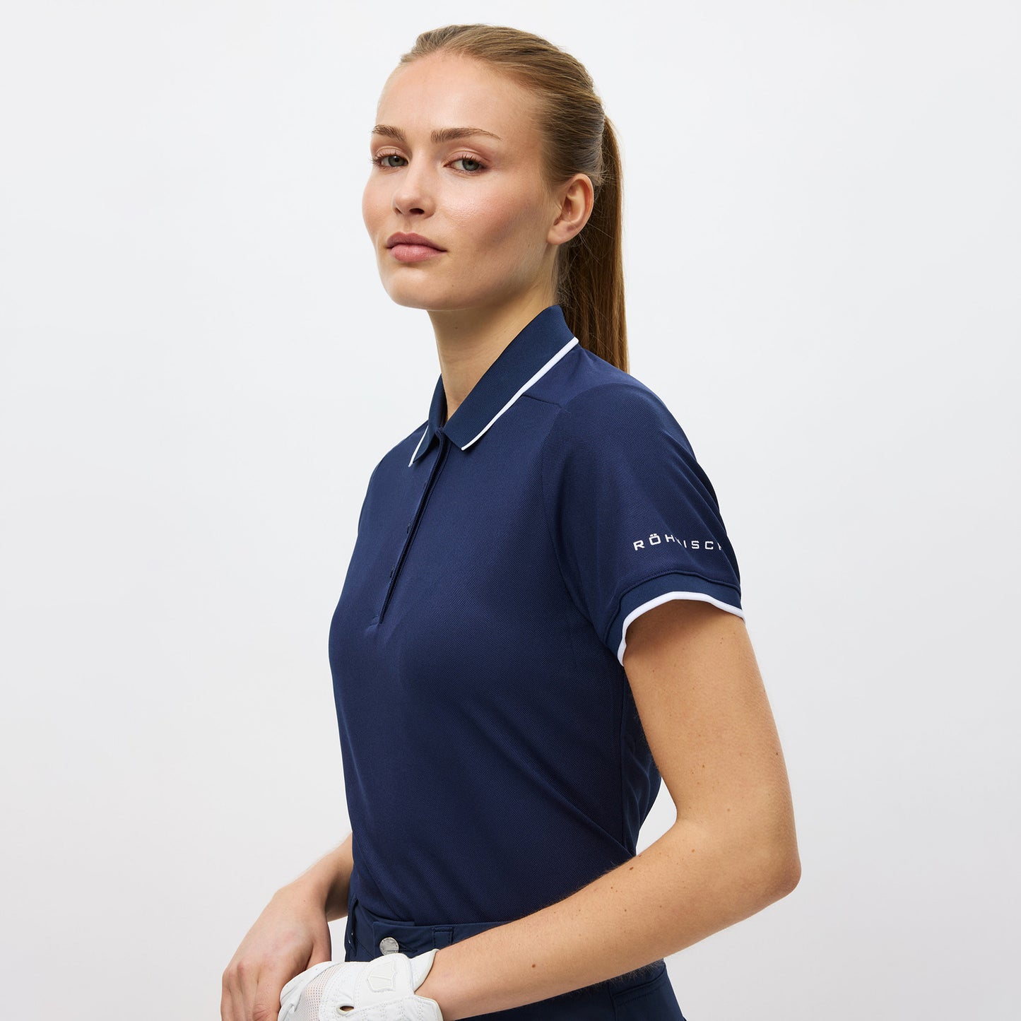 Rohnisch Ladies Classic Polo Shirt with Contrast Trim in Navy- Lightweight Comfort for All-Day Ease