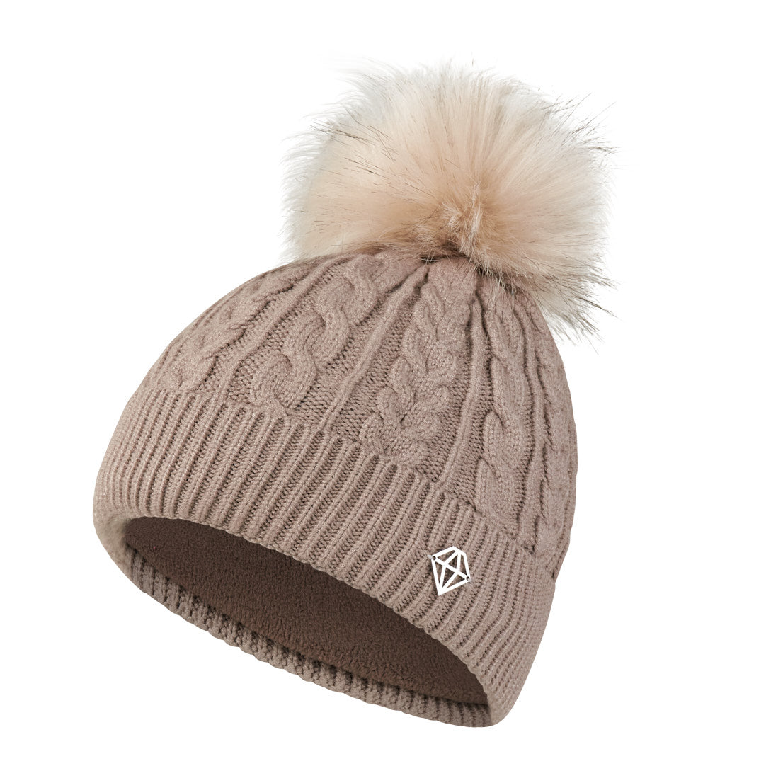 Pure Golf Ladies Lined Waterproof Bobble Hat with Cable Knit Design