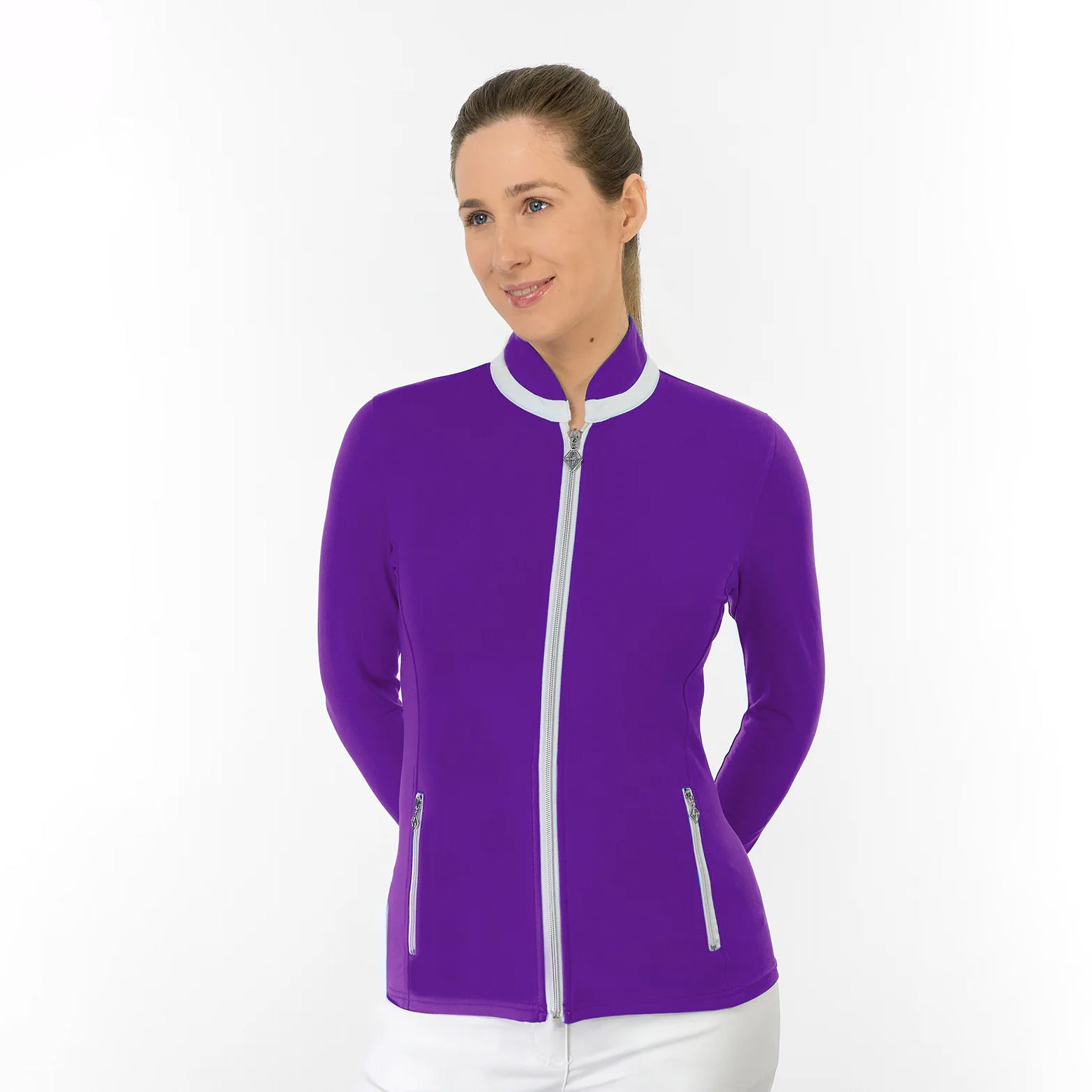 Pure Golf Ladies Mid-Layer Stretch Jacket with Full-Zip - Performance Stretch for Players Who Don’t Slow Down