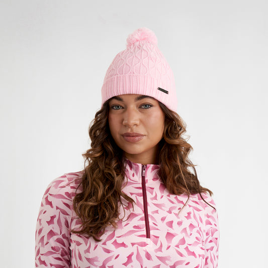 Green Lamb Ladies Fleece Lined Knitted Bobble Hat