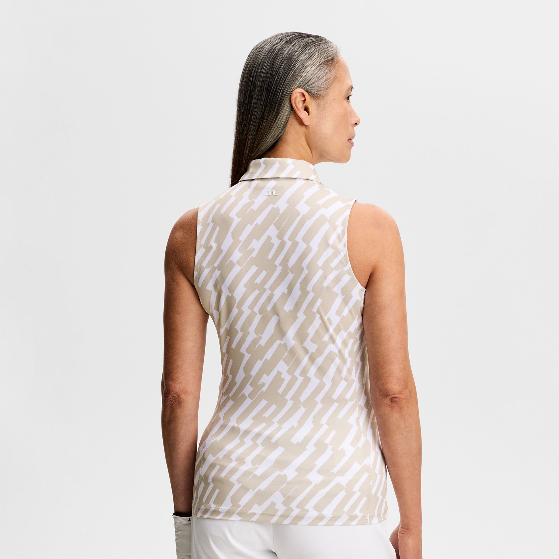 J.Lindeberg Ladies Printed Sleeveless Polo for Lightweight Performance with Standout Style