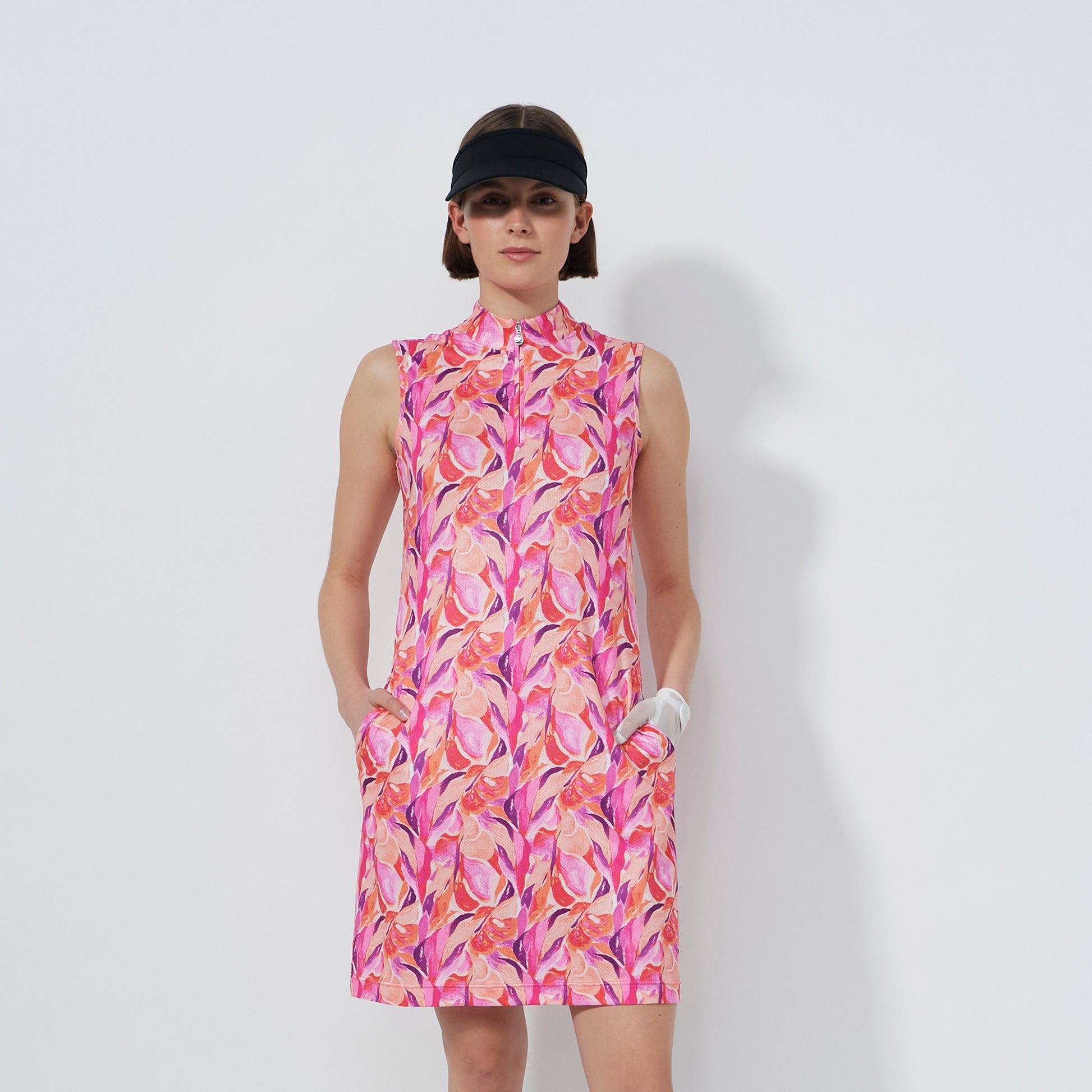 Daily Sports Ladies Quick Dry Sleeveless Dress in Abstract Leaf Print