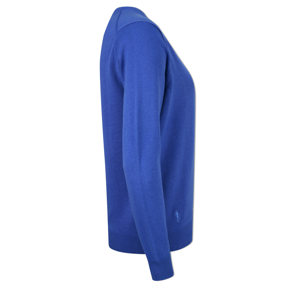 Glenmuir Ladies 100% Cotton V-Neck Sweater in Tahiti Blue