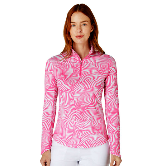 Callaway Womens Golf Top with Stencil Floral Print Design