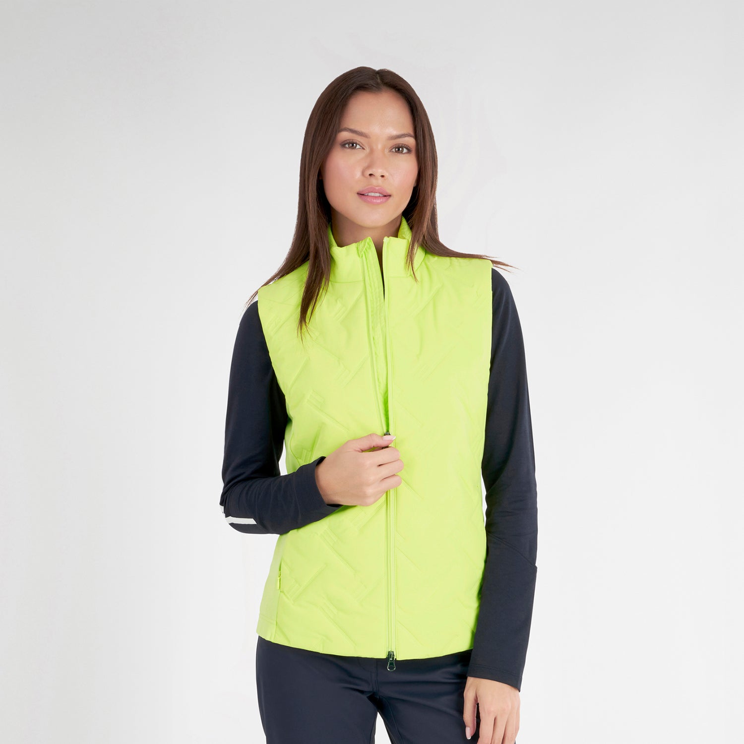 Green Lamb Ladies Padded Golf Gilet with Debossed Linear Pattern