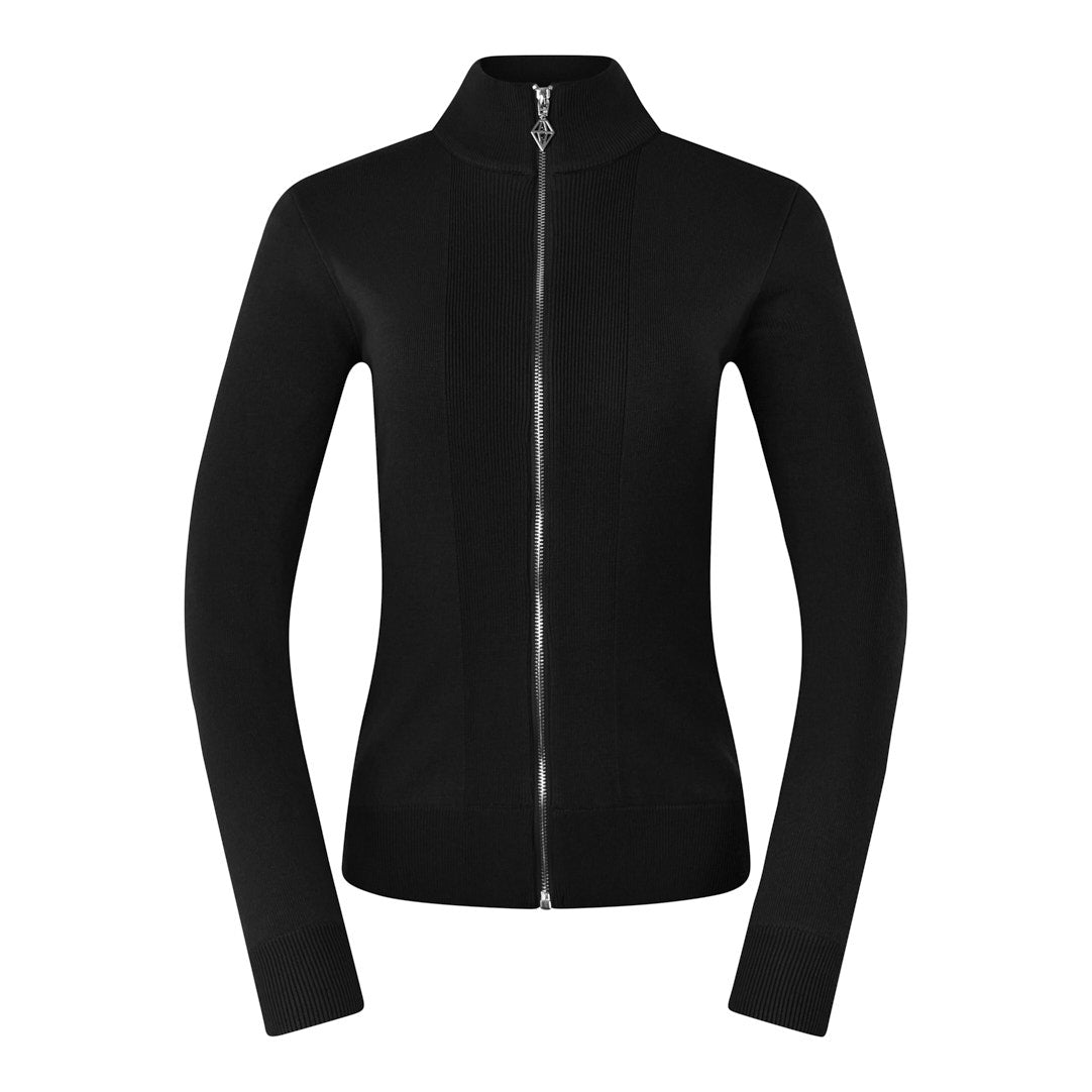 Pure Ladies Full Zip Lined Sweater in Black