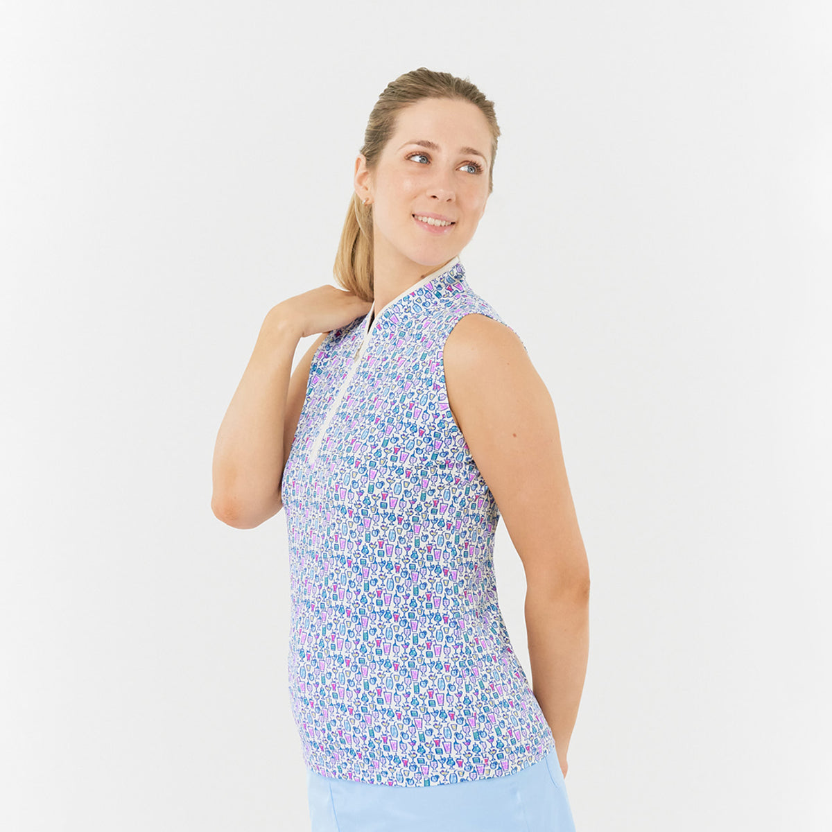 Pure Golf Ladies Sleeveless Cocktail Print Polo