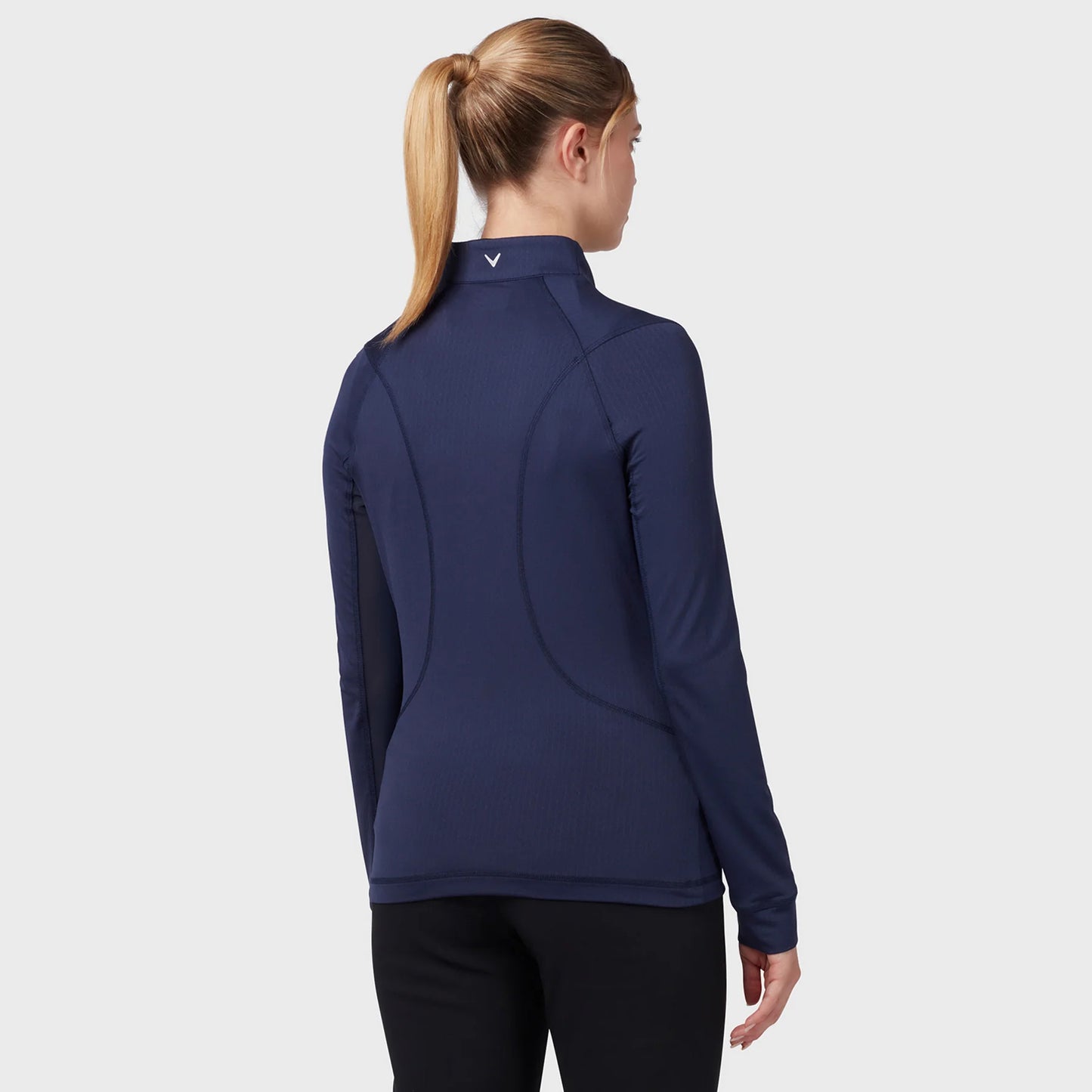 Callaway Ladies Navy Zip Neck Golf Top With Mesh Panels