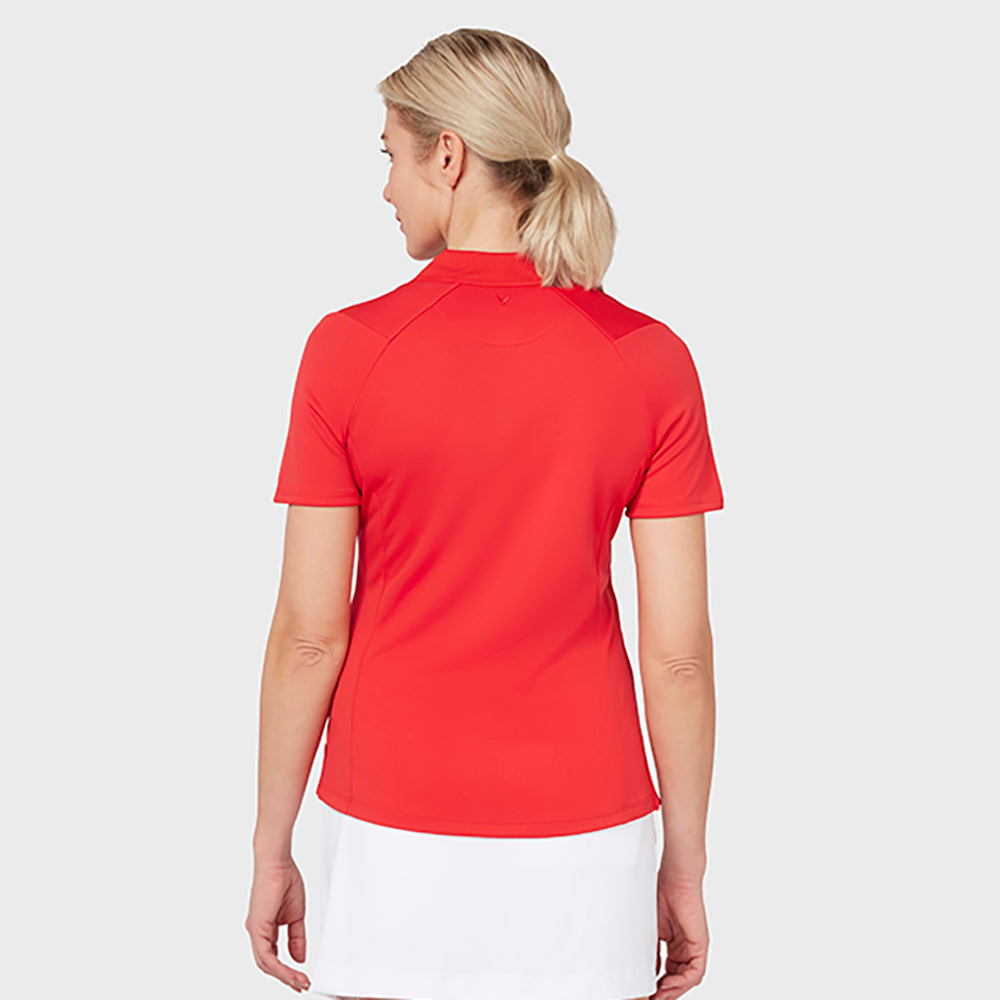 Callaway Ladies Short Sleeve Swing Tech Golf Polo with Opti-Dri in True Red