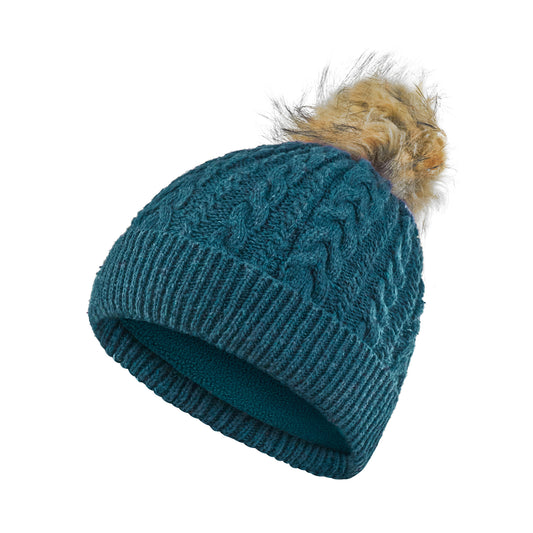 Surprizeshop Ladies Lined Waterproof Bobble Hat with Cable Knit Design